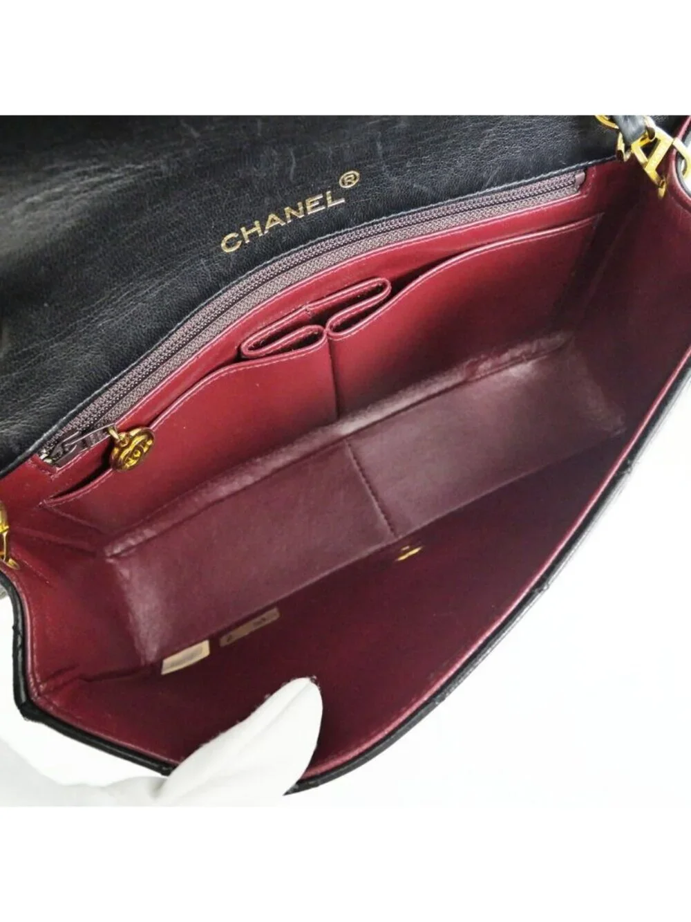Chanel Chain Shoulder Bag Quilted 23 Lambskin Black Gold